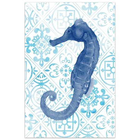 SOLID STORAGE SUPPLIES 48 x 32 in. Sea Horse I Frameless Tempered Glass Panel Contemporary Wall Art SO2230413